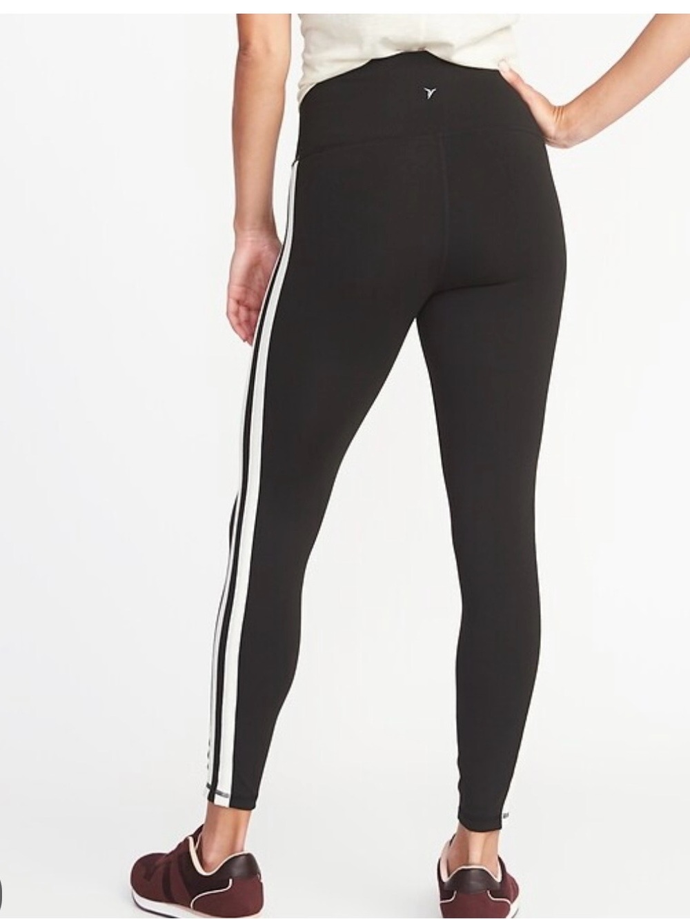 Old Navy Black Leggings with White Side Stripes